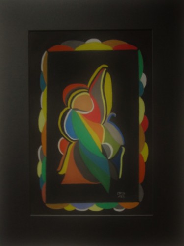 Dibujo titulada "Danse en couleurs" por Patricia Neveux, Obra de arte original, Pastel
