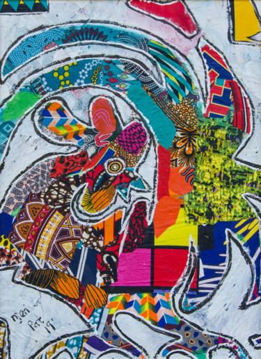 Textilkunst mit dem Titel "It’s a cockerel" von Patricia Njeri, Original-Kunstwerk, Stoff