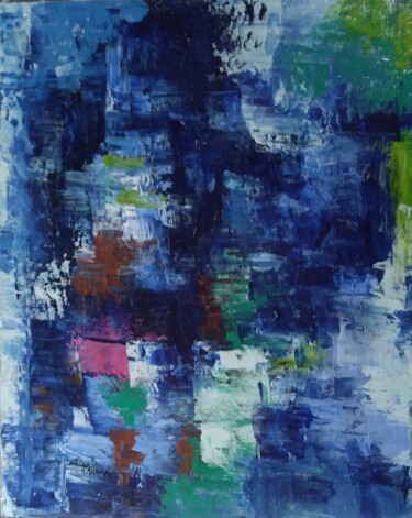 Pintura titulada "Tela azul abstrato" por Patrícia Olliveira, Obra de arte original, Acrílico