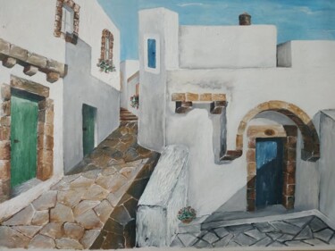 Painting titled "Lindos" by Patricia Poulot, Original Artwork, Acrylic