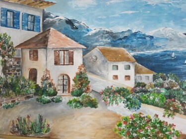 Ζωγραφική με τίτλο "le village alpin" από Patricia Poulot, Αυθεντικά έργα τέχνης, Ακρυλικό