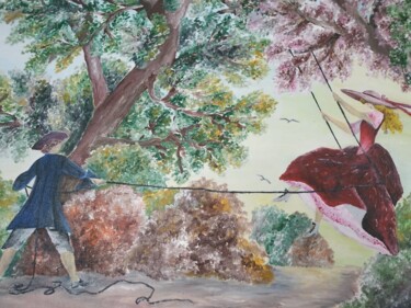 Painting titled "une demoiselle sur…" by Patricia Poulot, Original Artwork, Acrylic