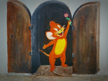 Painting titled "Hello Jerry" by Patricia Poulot, Original Artwork, Acrylic