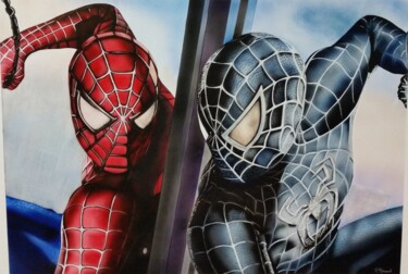 Schilderij getiteld "Spiderman" door P.Renaud, Origineel Kunstwerk, Airbrush