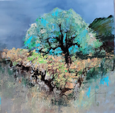 Peinture intitulée "Auprès de mon arbre" par Patricia Ritschard, Œuvre d'art originale, Acrylique