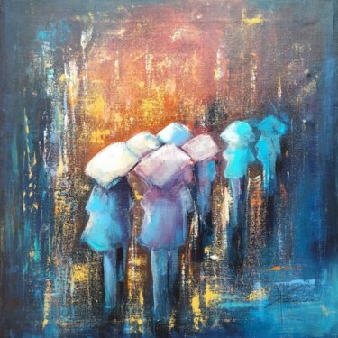 Painting titled "Les ombres lumineus…" by Patricia Ritschard, Original Artwork, Acrylic Mounted on Wood Stretcher frame