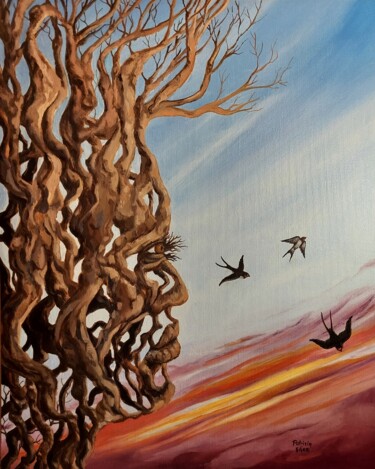 Painting titled "Roots" by Patricia Saez, Original Artwork, Oil