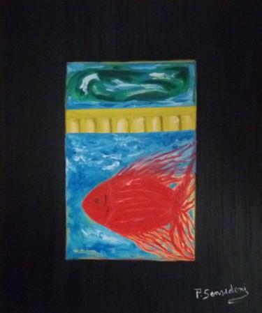 Картина под названием "L'ocean" - Patricia Sensidoni, Подлинное произведение искусства, Масло Установлен на Деревянная рама…
