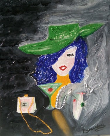 Painting titled "Superficielle" by Patricia Sensidoni, Original Artwork, Oil Mounted on Wood Stretcher frame