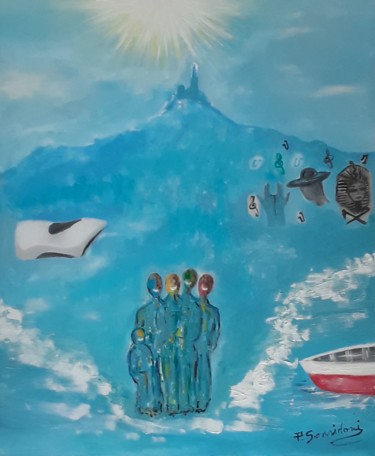 Pintura titulada "Marseille ville du…" por Patricia Sensidoni, Obra de arte original, Oleo Montado en Bastidor de camilla de…