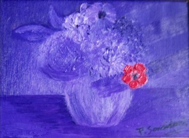 Painting titled "Pensée libre" by Patricia Sensidoni, Original Artwork, Oil Mounted on Wood Stretcher frame