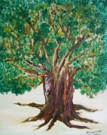 Peinture intitulée "Le chêne" par Patricia Sensidoni, Œuvre d'art originale, Huile Monté sur Châssis en bois