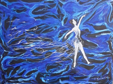 제목이 "La danseuse"인 미술작품 Patricia Sensidoni로, 원작, 기름 나무 들것 프레임에 장착됨