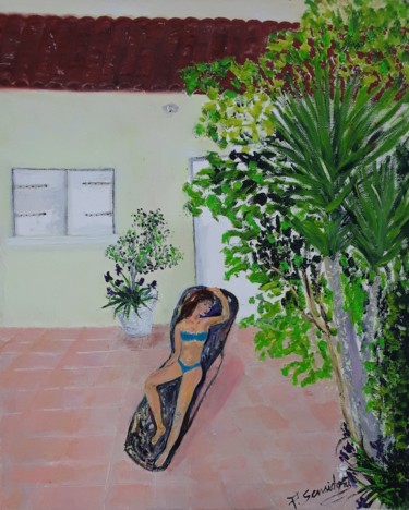 Malerei mit dem Titel "La sieste" von Patricia Sensidoni, Original-Kunstwerk, Öl