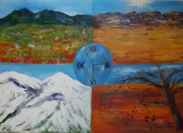 Peinture intitulée "Les quatre saisons" par Patricia Sensidoni, Œuvre d'art originale, Huile