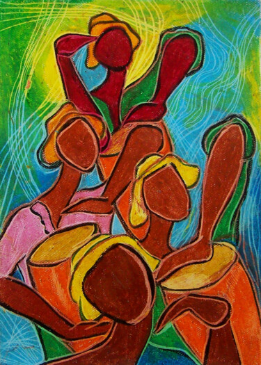 Pintura titulada "Candombe de Nomeolv…" por Patricia Silva Ibáñez, Obra de arte original, Oleo