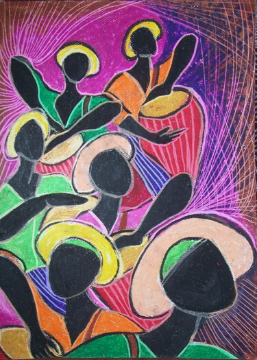Malerei mit dem Titel "Candombe de la madr…" von Patricia Silva Ibáñez, Original-Kunstwerk, Öl