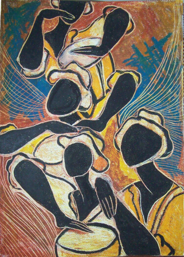 Pintura intitulada "Candombe de los jaz…" por Patricia Silva Ibáñez, Obras de arte originais, Óleo
