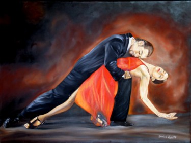 Pintura titulada "Abrazo-de-tango" por Patricia Vicente, Obra de arte original, Oleo