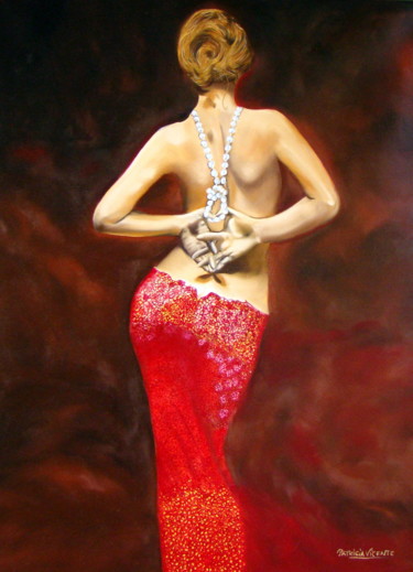 Painting titled "Perla" by Patricia Vicente, Original Artwork, Oil