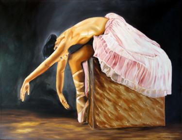 Painting titled "Dancer in rose" by Patricia Vicente, Original Artwork, Oil