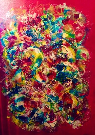 Painting titled "Feu d artifice" by Patricia Vimard, Original Artwork, Acrylic