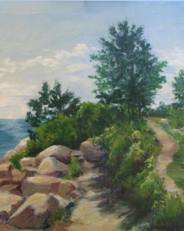 Painting titled "Meig's Point Path" by Patricia Barone, Original Artwork, Oil