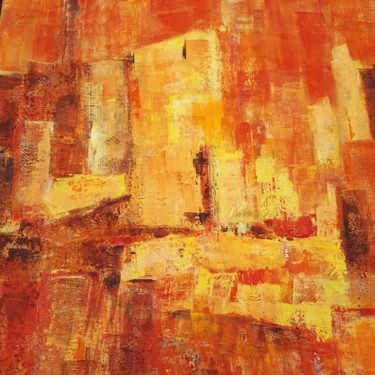 Pintura intitulada "Village abstrait" por Patricia Concordet (Patriciachevalblanc), Obras de arte originais, Acrílico