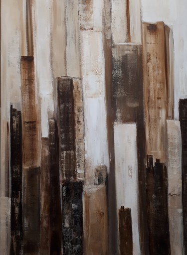 Painting titled "Brown town" by Patricia Concordet (Patriciachevalblanc), Original Artwork, Acrylic