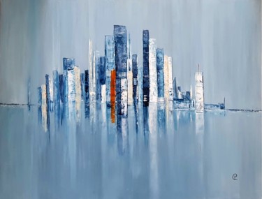 Картина под названием "Reflets Azur" - Patricia Concordet (Patriciachevalblanc), Подлинное произведение искусства, Акрил