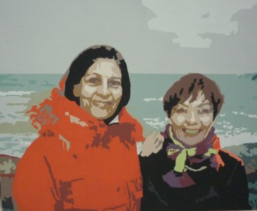 Painting titled "Deux amies" by Patricia Herve, Original Artwork, Oil