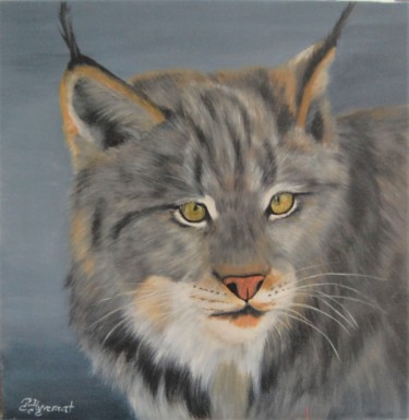 Painting titled "lynx   -  acrylique…" by Patricia Hyvernat, Original Artwork, Acrylic Mounted on Wood Stretcher frame