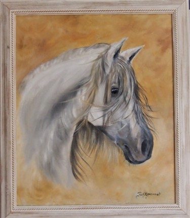 Pittura intitolato "Aladin cheval ibéri…" da Patricia Hyvernat, Opera d'arte originale, Olio