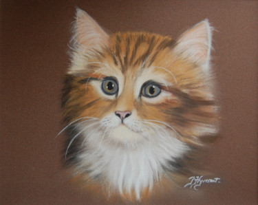 Dessin intitulée ""Caramel" le chaton…" par Patricia Hyvernat, Œuvre d'art originale, Pastel