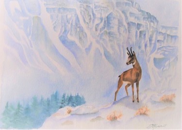 Painting titled "chamois - aquarelle…" by Patricia Hyvernat, Original Artwork, Watercolor