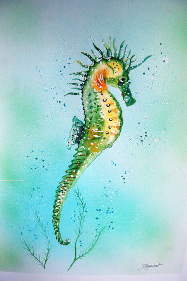 绘画 标题为“hippocampe - aquare…” 由Patricia Hyvernat, 原创艺术品, 水彩