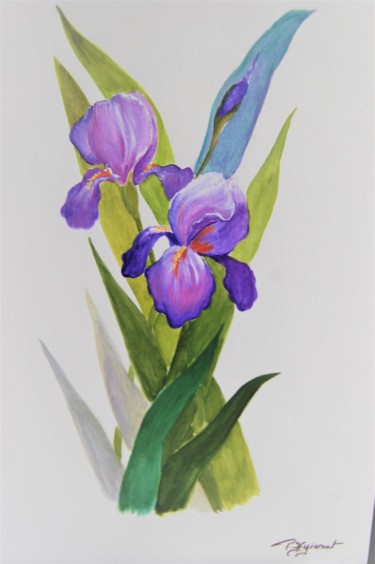 Painting titled "IRIS - gouache" by Patricia Hyvernat, Original Artwork, Gouache