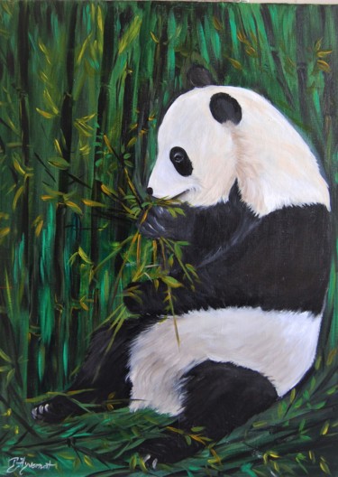 Painting titled "panda "chen chen"…" by Patricia Hyvernat, Original Artwork, Acrylic Mounted on Wood Stretcher frame