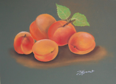 Dessin intitulée "les abricots  -past…" par Patricia Hyvernat, Œuvre d'art originale, Pastel