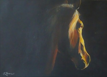 Pittura intitolato ""Phebus" cheval - h…" da Patricia Hyvernat, Opera d'arte originale, Olio