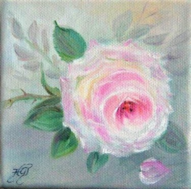 「rose anglaise numér…」というタイトルの絵画 Patricia Hyvernatによって, オリジナルのアートワーク, オイル