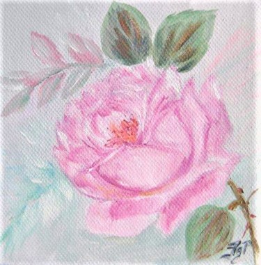 Ζωγραφική με τίτλο "rose anglaise numér…" από Patricia Hyvernat, Αυθεντικά έργα τέχνης, Λάδι