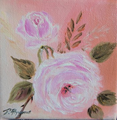 Peinture intitulée "rose anglaise numér…" par Patricia Hyvernat, Œuvre d'art originale, Huile