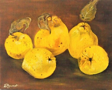 Peinture intitulée "les coings  - huile…" par Patricia Hyvernat, Œuvre d'art originale, Huile