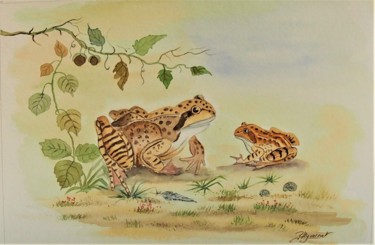 Painting titled "Grenouilles rousses…" by Patricia Hyvernat, Original Artwork, Watercolor