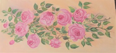 Malerei mit dem Titel "roses roses -  huil…" von Patricia Hyvernat, Original-Kunstwerk, Öl