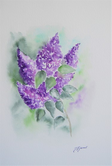 Painting titled "les lilas  - aquare…" by Patricia Hyvernat, Original Artwork, Watercolor