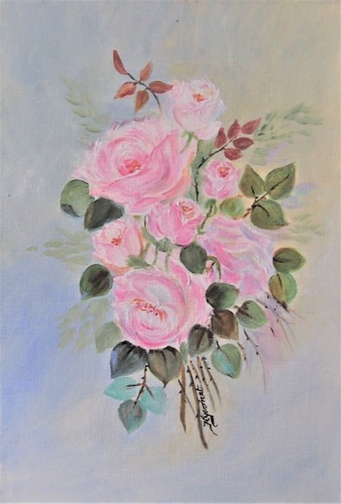 Schilderij getiteld "bouquet de roses  -…" door Patricia Hyvernat, Origineel Kunstwerk, Olie