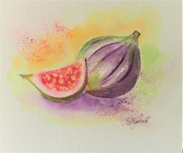 Painting titled "figues  - aquarelle" by Patricia Hyvernat, Original Artwork, Watercolor