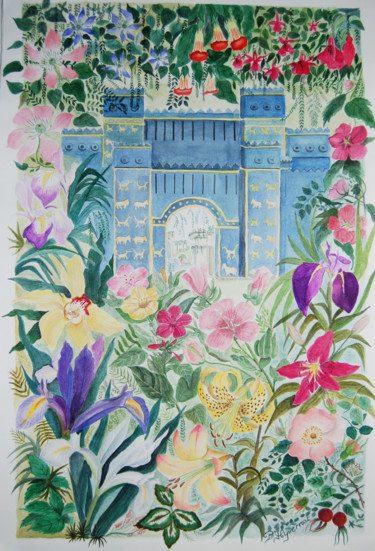 Malerei mit dem Titel "Les jardins oubliés…" von Patricia Hyvernat, Original-Kunstwerk, Aquarell